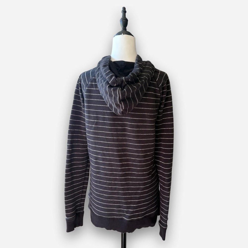 Aeropostale Vintage Striped Rhinestone Graphic Hoodie Black Silver Y2K Large - Picture 2 of 8